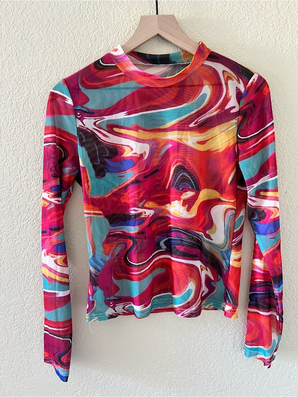 Multicolor Abstract Swirl Long-Sleeve Tee